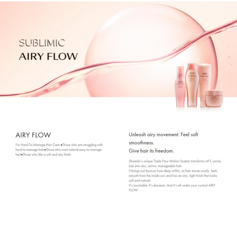 Original Shiseido Professional Sublimic Airy Flow Treatment 250g